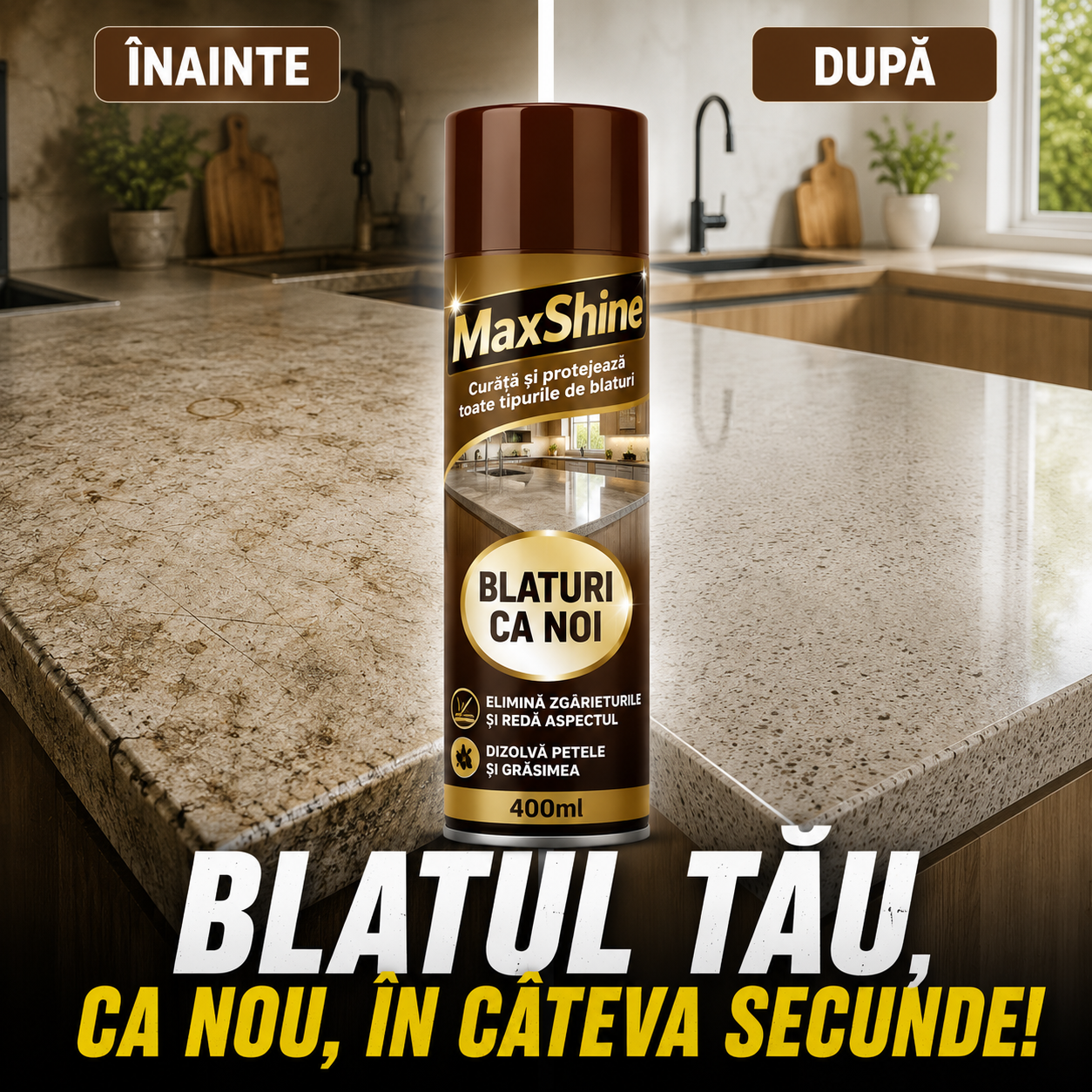 MaxShine™ - Spray-ul de Recondiționare a Blaturilor de Bucătărie