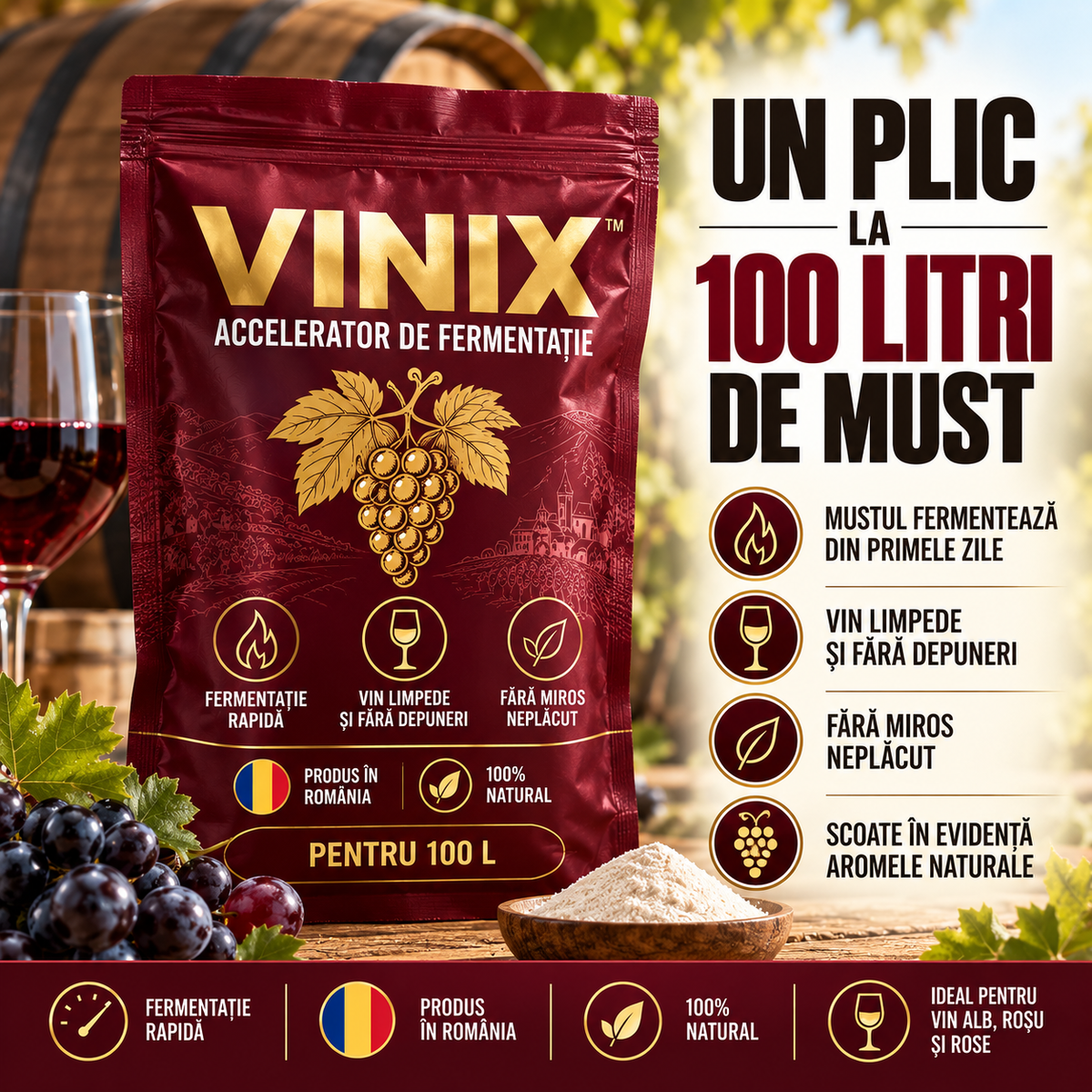 Vinix™ - Acceleratorul de Fermentație pentru Vin