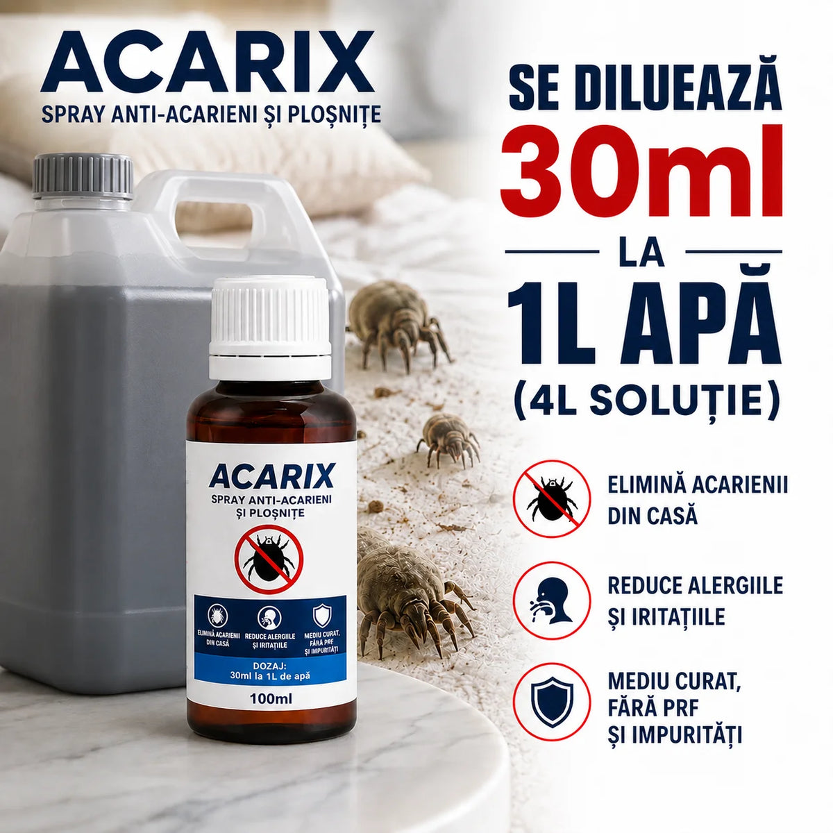 Acarix™ - Spray Anti-Acarieni și Ploșnițe