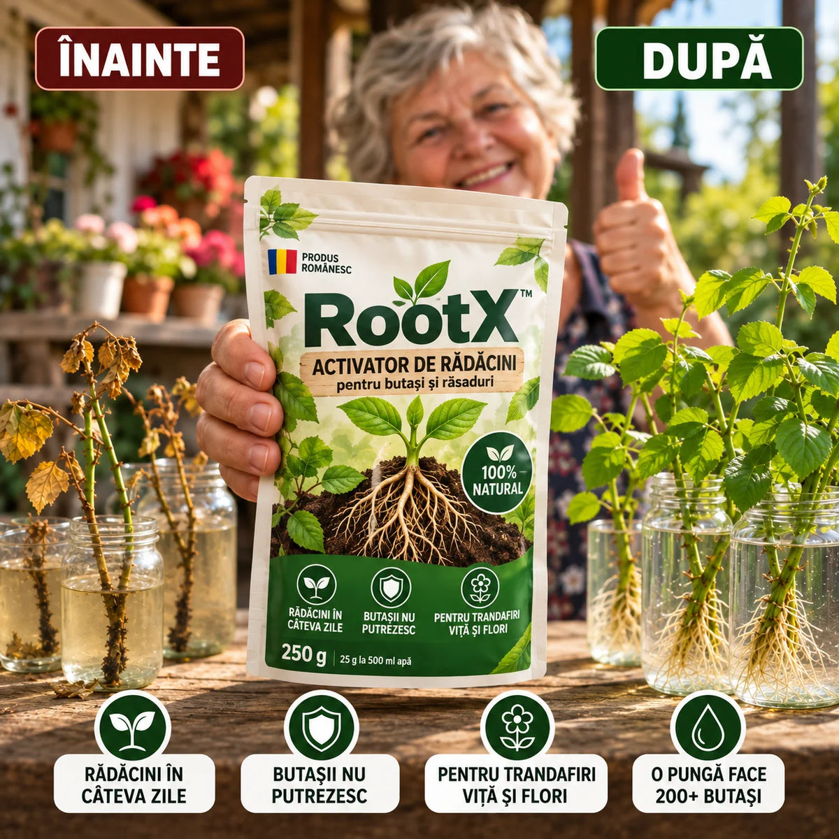 RootX™ - Activatorul de Rădăcini pentru Butași și Răsaduri