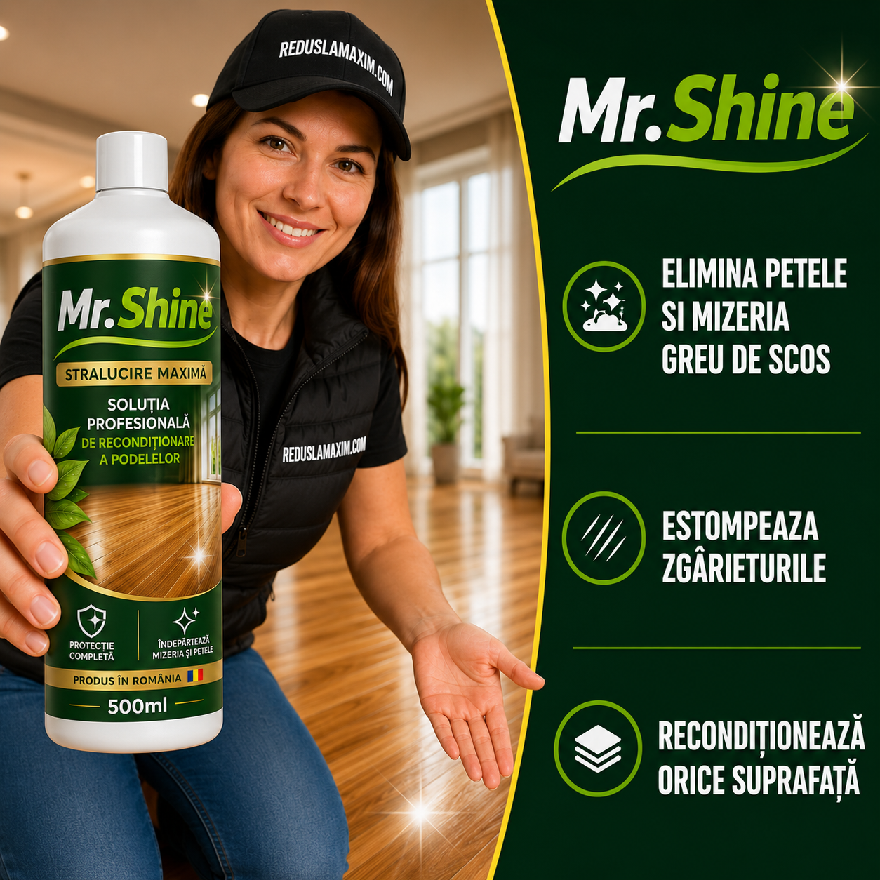Mr.Shine™ – Soluția de recondiționare a pardoselilor | 1+1 GRATIS