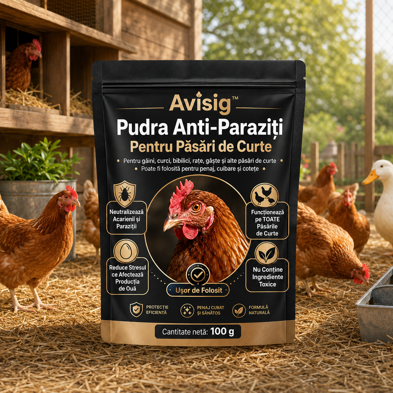 Avisig™ - Pudra Anti-Paraziți Pentru Păsări
