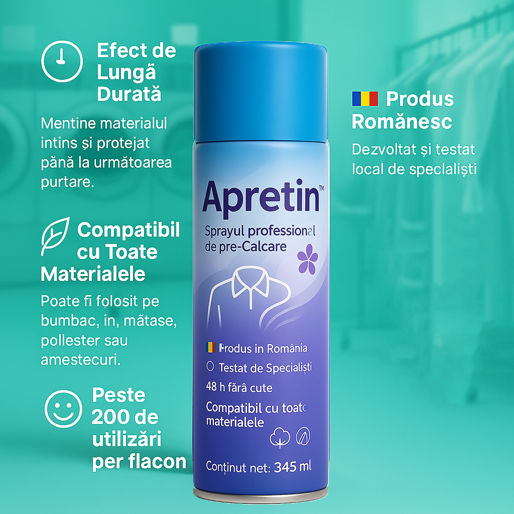 Apretin™ – Sprayul profesional pre-Călcare