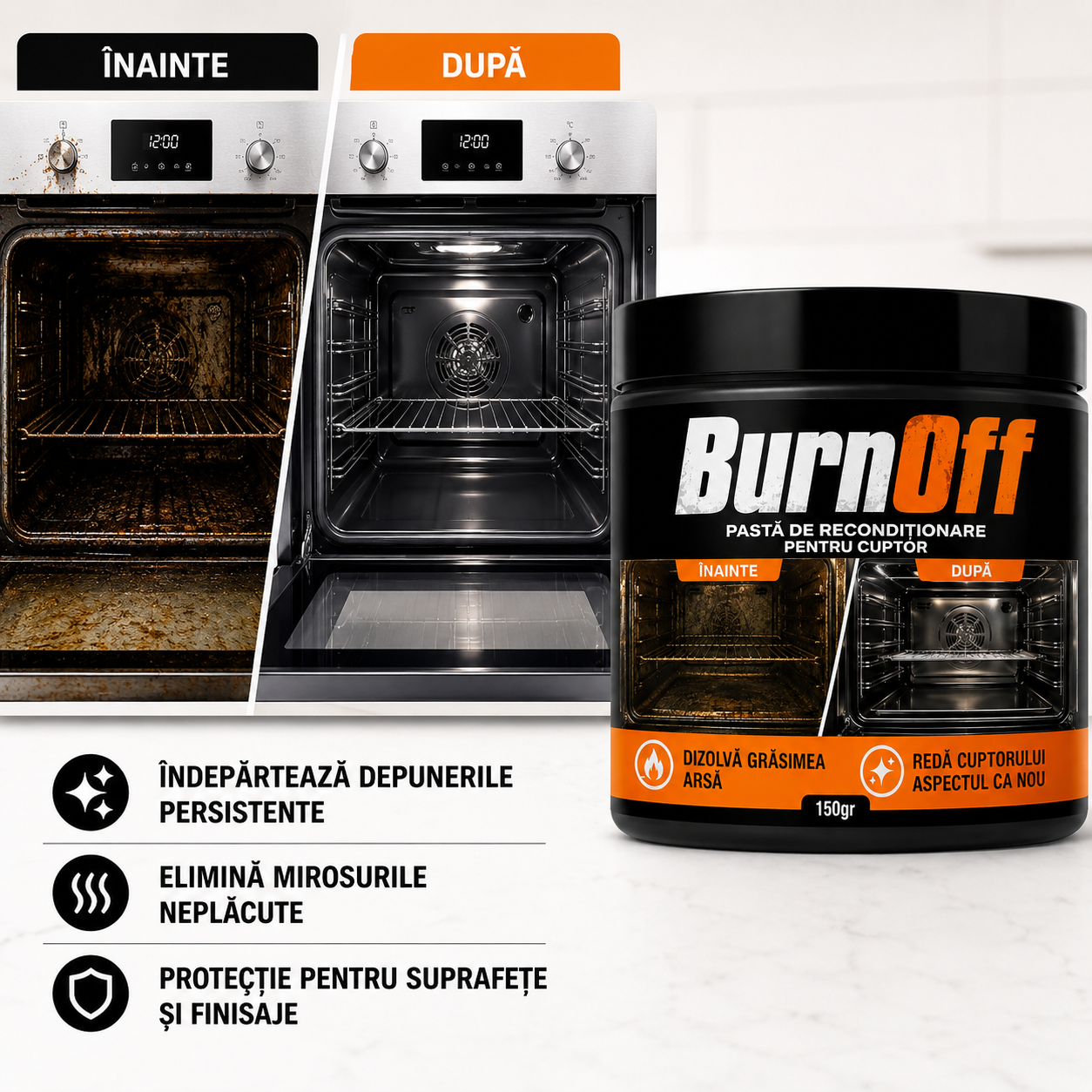 BurnOff™ - Pasta Profesională de Recondiționat Cuptorul