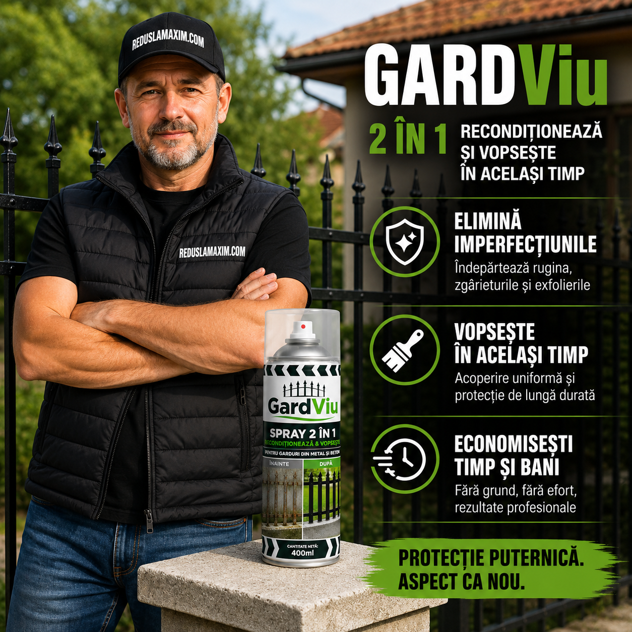 GardViu™ - Spray de Recondiționare pentru Garduri 2 în 1