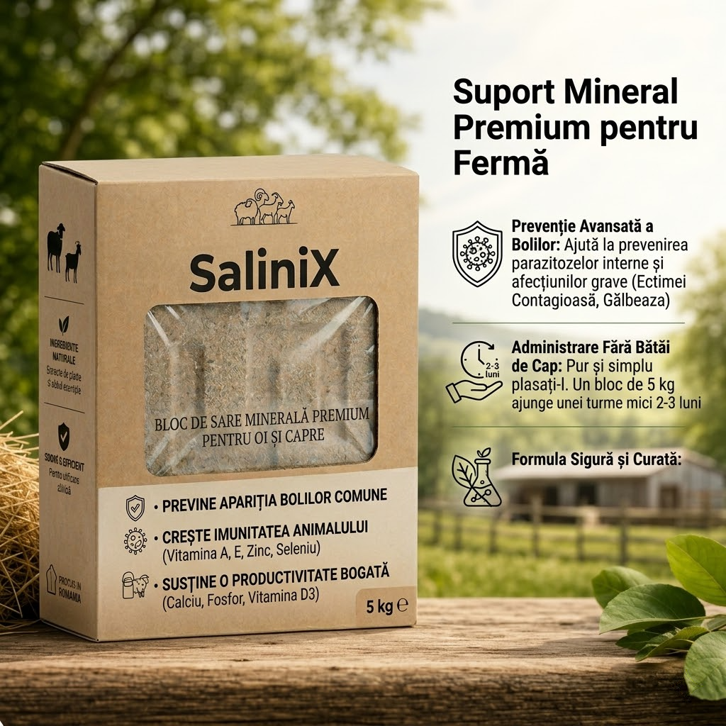 SaliniX™ - Bricheta de Sare cu Minerale pentru Capre și Oi
