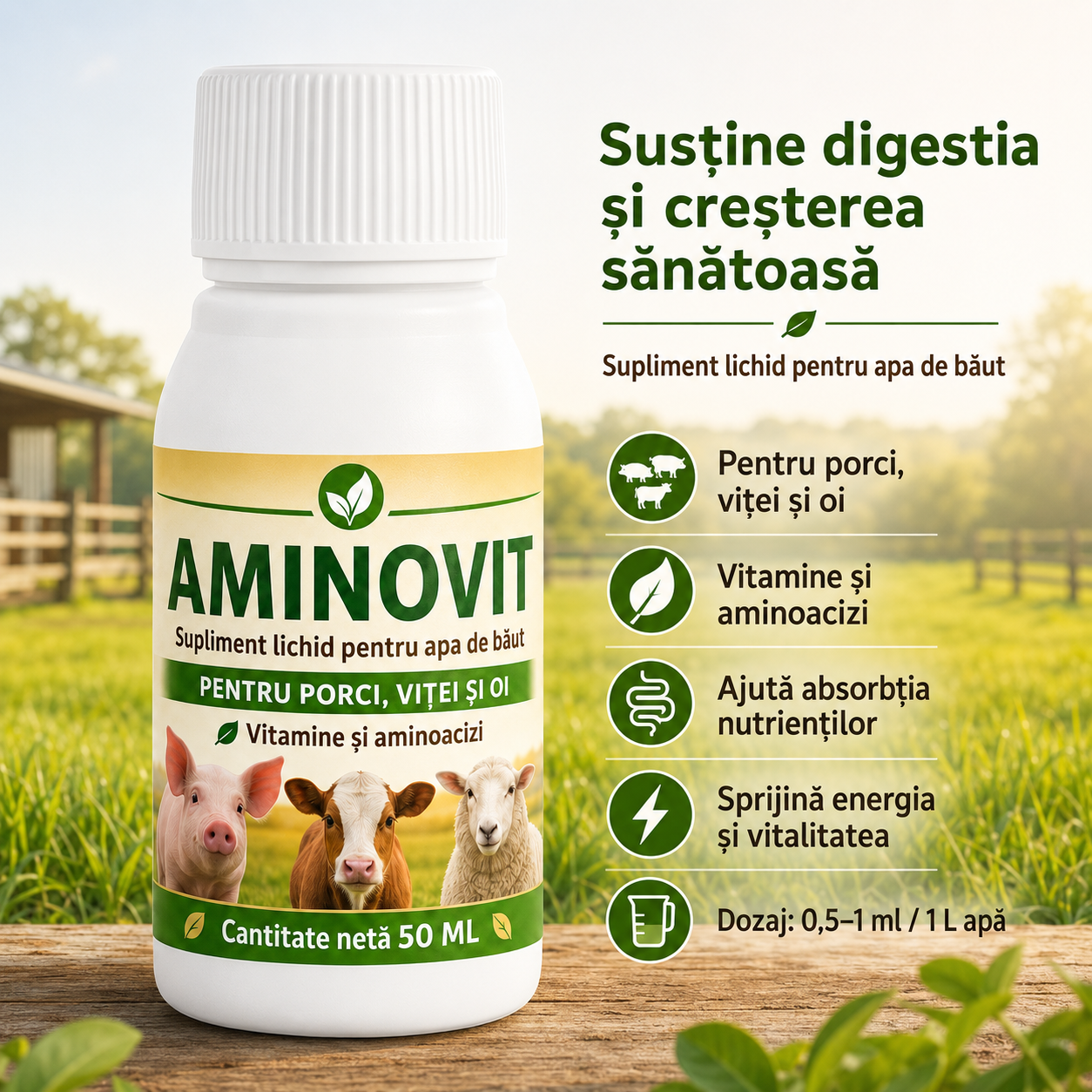 Aminovit™ - Aditiv Natural pentru Apa Animalelor