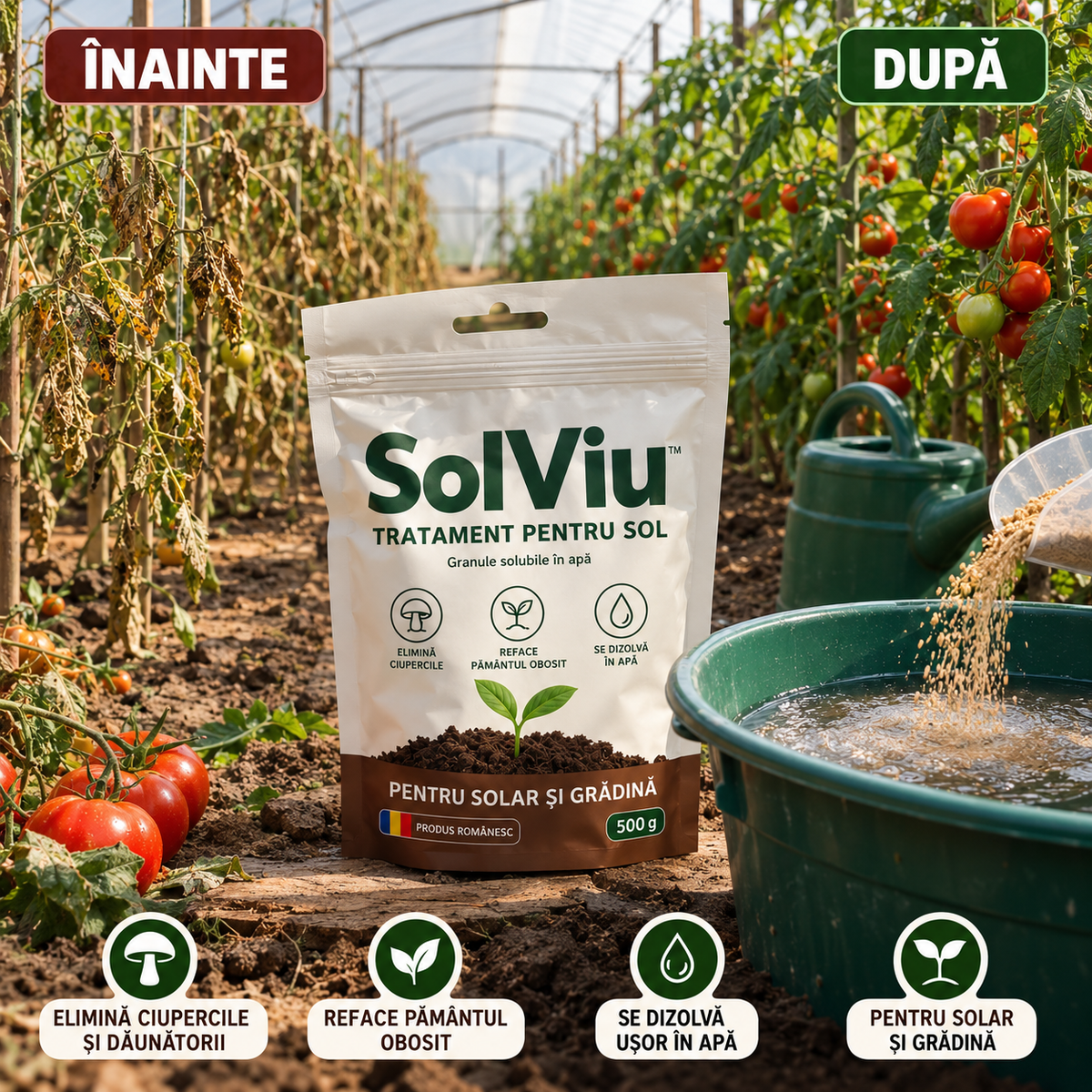 SolViu - tratament pentru solul din solar, înainte și după
